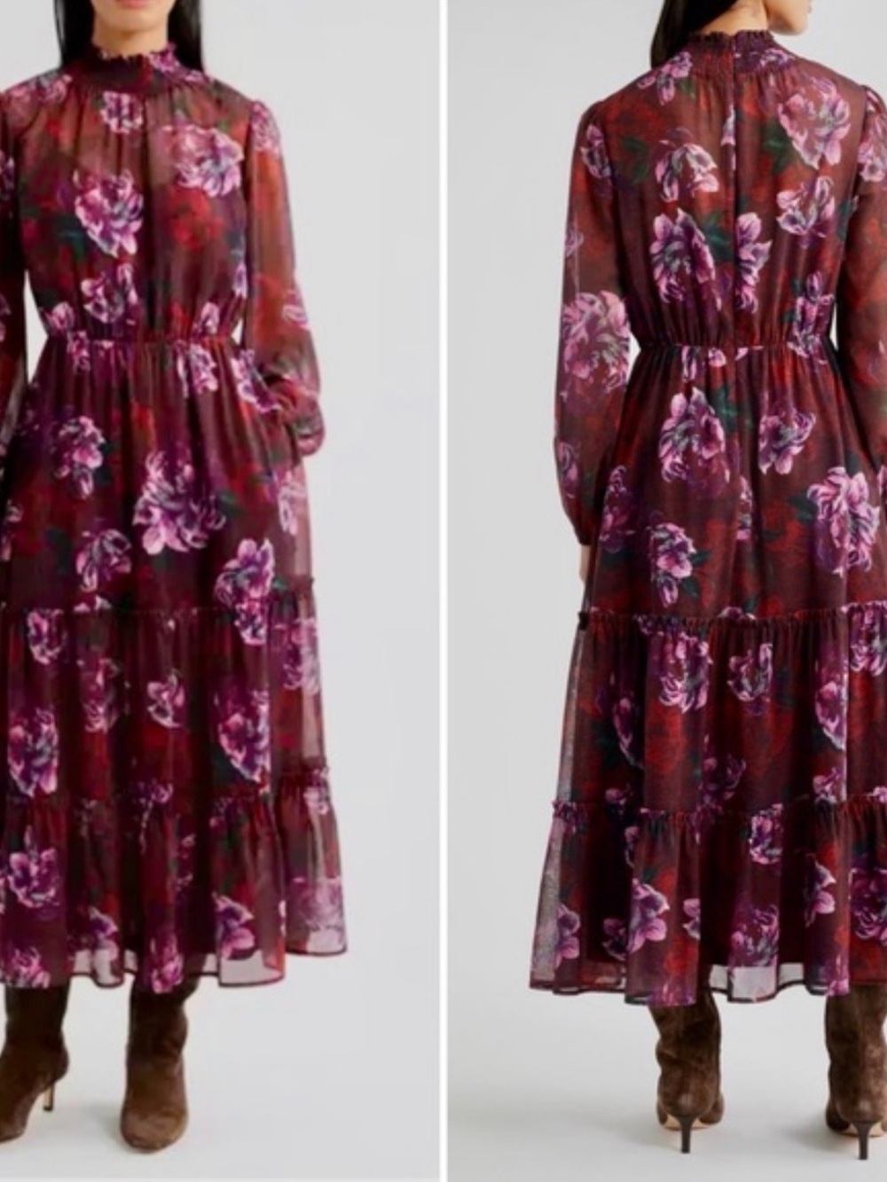 Lost + Wander Floral Long Sleeve Midi Dress (015)